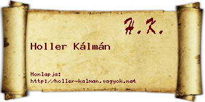 Holler Kálmán névjegykártya